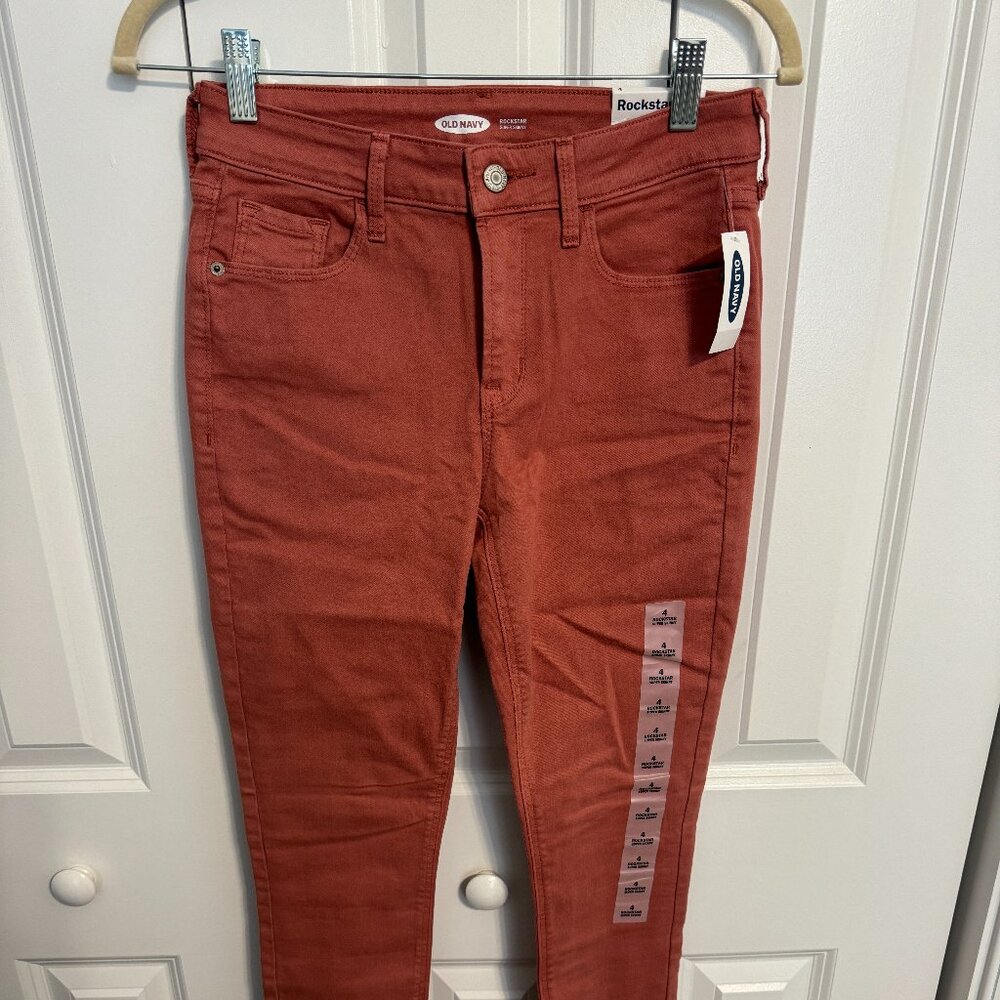NWT Old Navy Rockstar Super Skinny Jeans, Burnt Orange, Size 4
